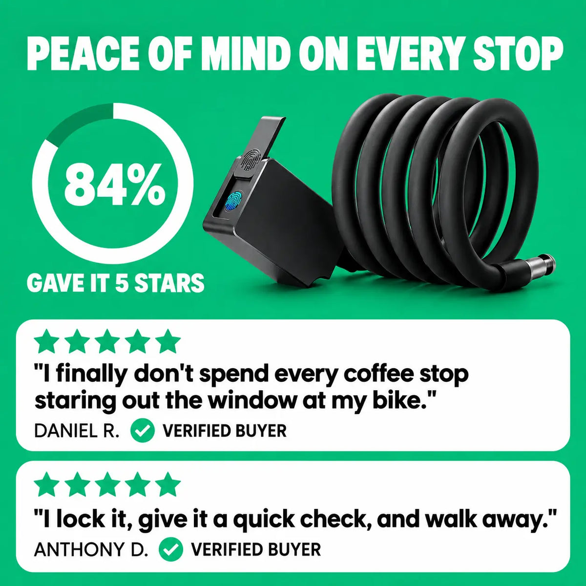 Anti-Theft Steel Cable Lock for Bikes & E-Bikes
