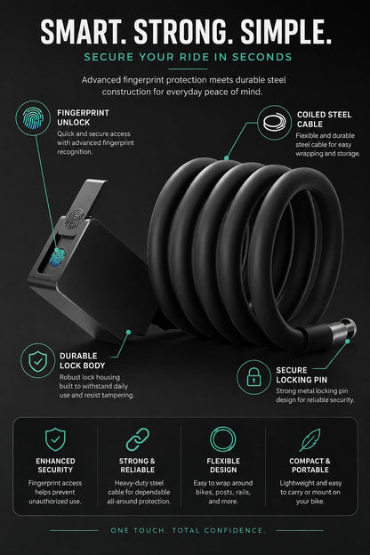 Anti-Theft Steel Cable Lock for Bikes & E-Bikes