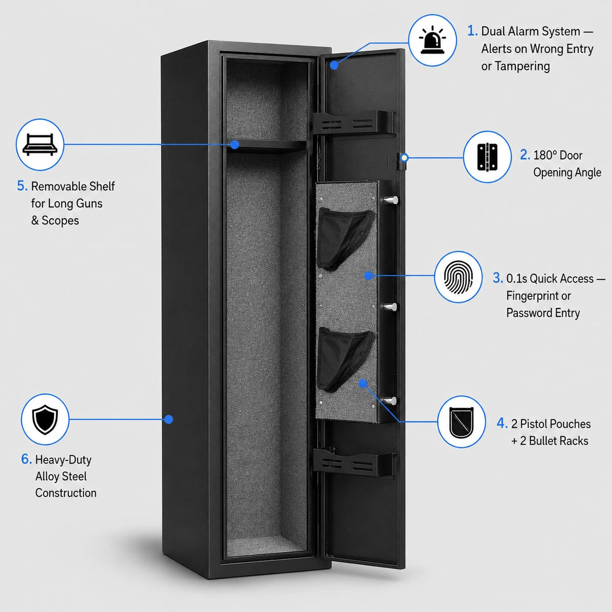 Biometric Rifle Gun Safe with Fingerprint Access