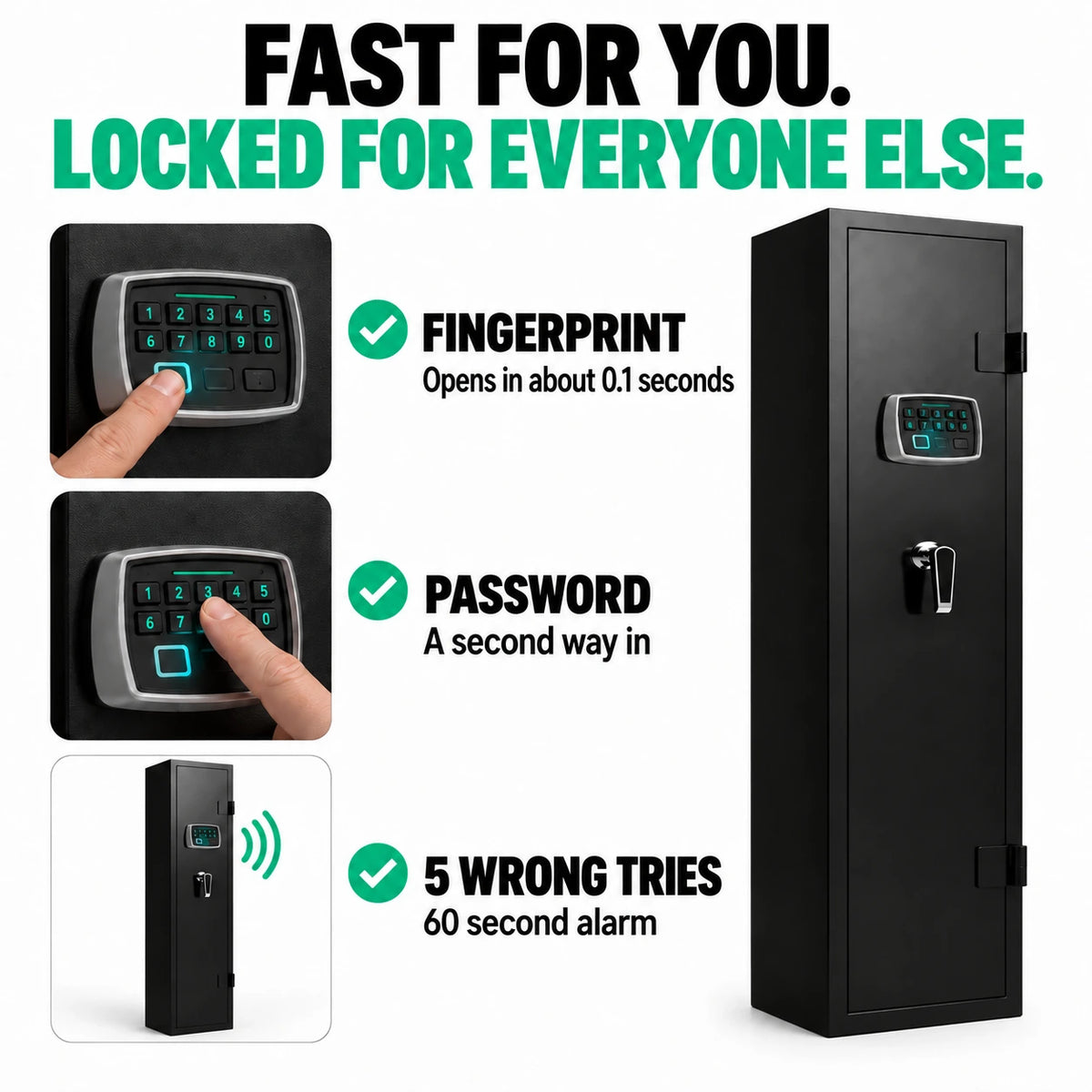 Biometric Rifle Gun Safe with Fingerprint Access