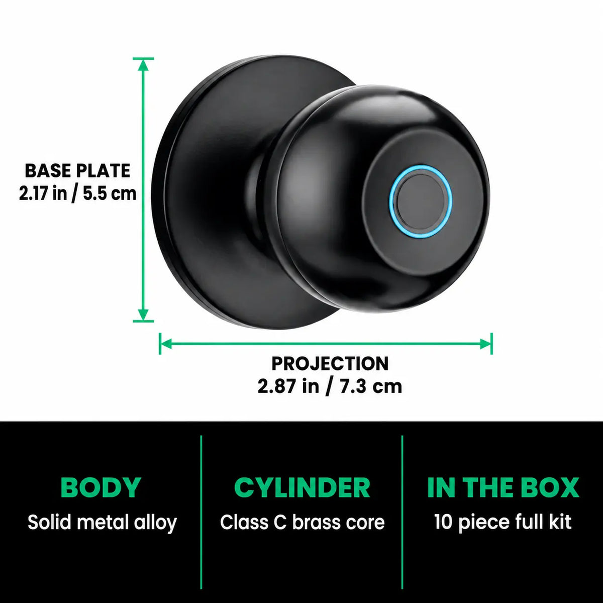 Smart Door Lock Knob With Fingerprint and App