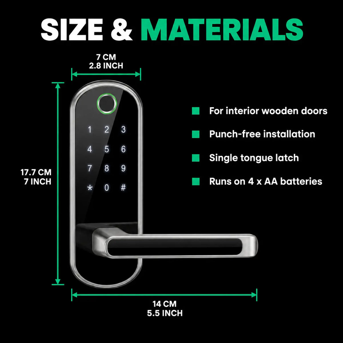 Smart Door Lock With Fingerprint and Handle