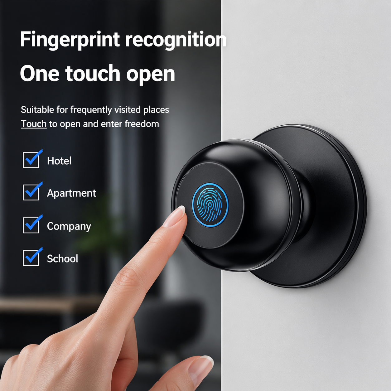 Smart Door Lock Knob With Fingerprint and App