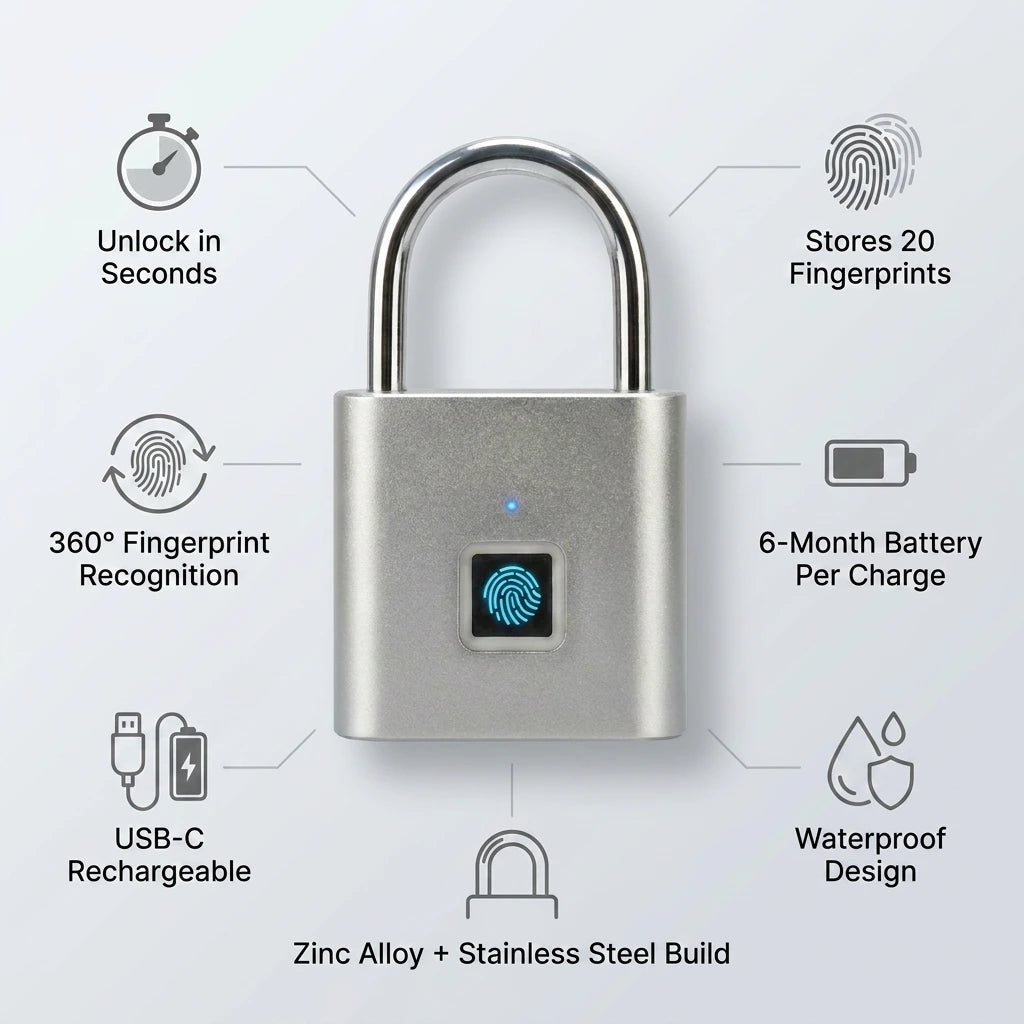 Waterproof Smart Fingerprint Padlock
