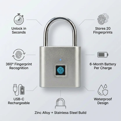 Waterproof Smart Fingerprint Padlock