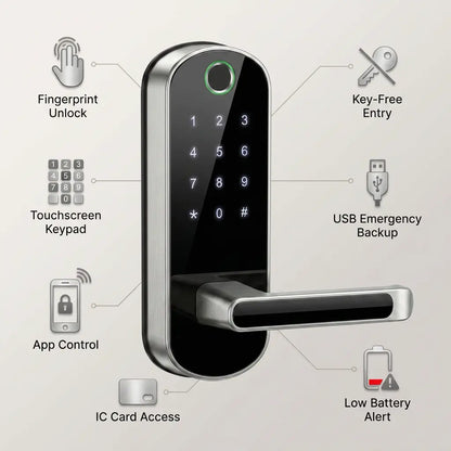 Smart Door Lock With Fingerprint and Handle
